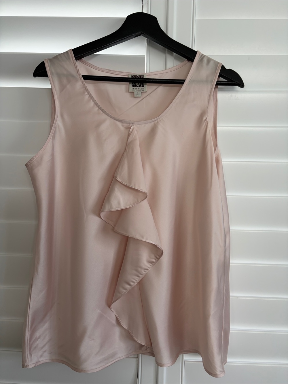 Anne Klein Blush Pink Ruffle Front Sleeveless Top